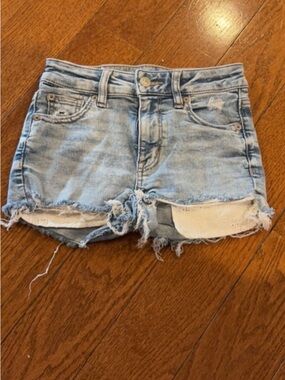 American Eagle Outfitters Light Blue Distressed Denim Shorts